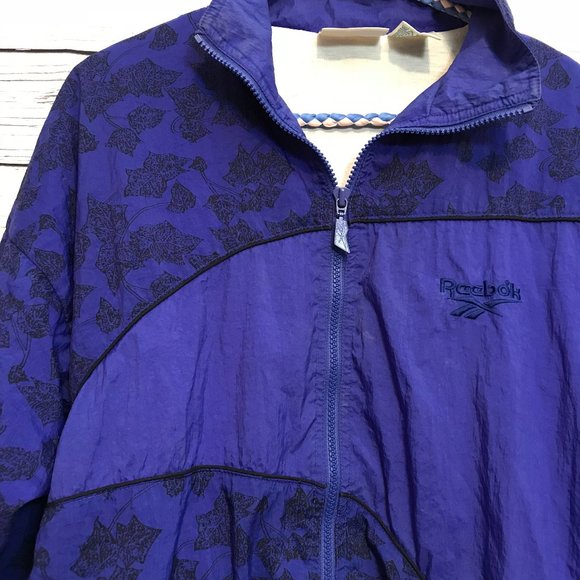 Vintage REEBOK Purple Leaves Windbreaker Jacket - Picture 5 of 9